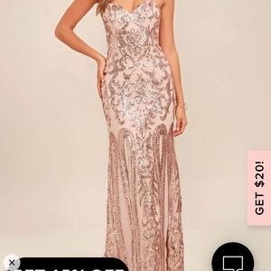 Rebecca Rose Gold Strapless Sequin Maxi Dress